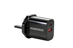 20W USB-C PD Fast Charger UK Plug | Dual Port USB-A & USB-C Power Adapter | For iPhone, Samsung, iPad & More | Black