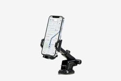 Universal Car Phone Holder Mount, Strong Suction Cup, Dashboard and Windscreen, 360° Adjustable Arm, Fits All Smartphones, Black