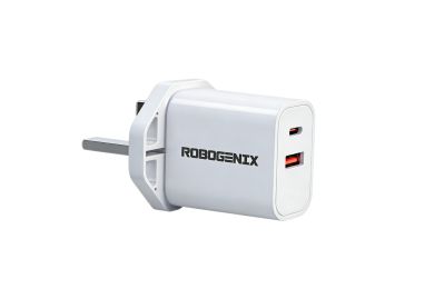 20W USB-C PD Fast Charger UK Plug | Dual Port USB-A & USB-C Power Adapter | For iPhone, Samsung, iPad & More | White